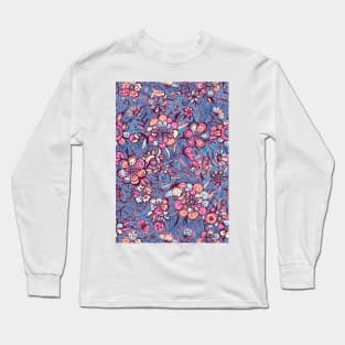 Sweet Spring Floral - soft indigo & candy pastels Long Sleeve T-Shirt